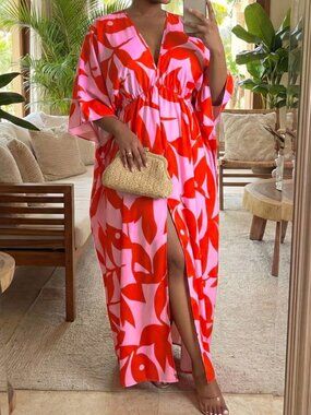 Multicolor Boho Women's Plus Size Floral Maxi Dress